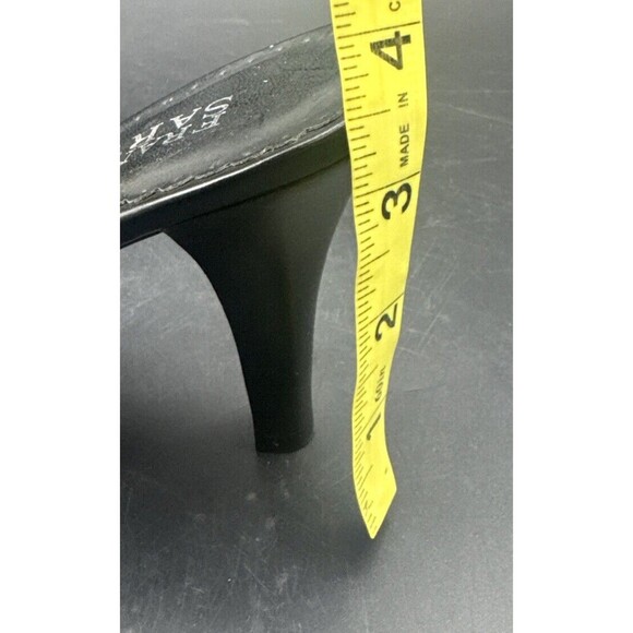 Franco Sarto Sandal Womens 8.5M Black Leather Slide On Open Toe Heel Sandal - Picture 16 of 16